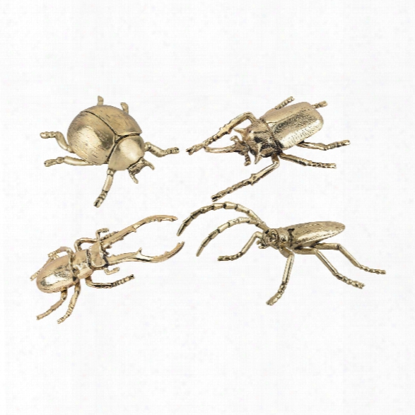 Set Of 4 Hand Forged Gold Insects Design By Lazy Susan