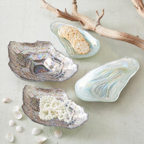 Set Of 4 Lustrous Shell Plates Design By Twos Company