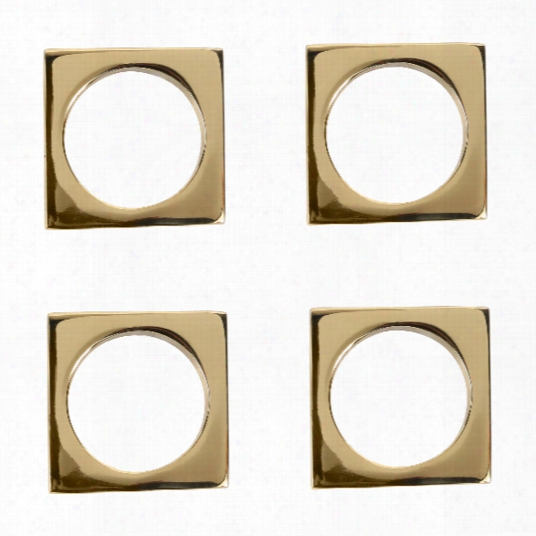 Set Of 4 Modernist Napkin Rings In Solid Brass Design By Sir/madam