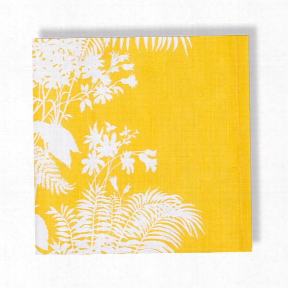 Set Of 4 Shadow Floral Mustard Napkins Design By Florence Broadhurst