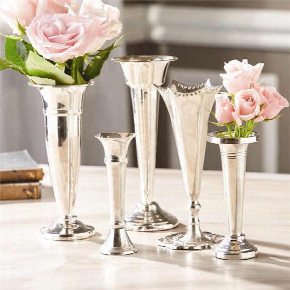 Set Of 5 Plaza Silver Vases Design By Twos Company