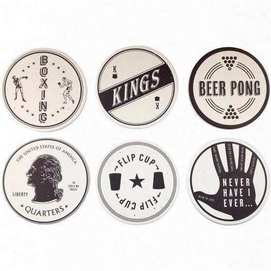 Set Of 6 Drinking Games Coasters Design By Izola