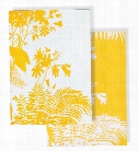 Set of 2 Shadow Floral Mustard Tea Towel design by Florence Broadhurst