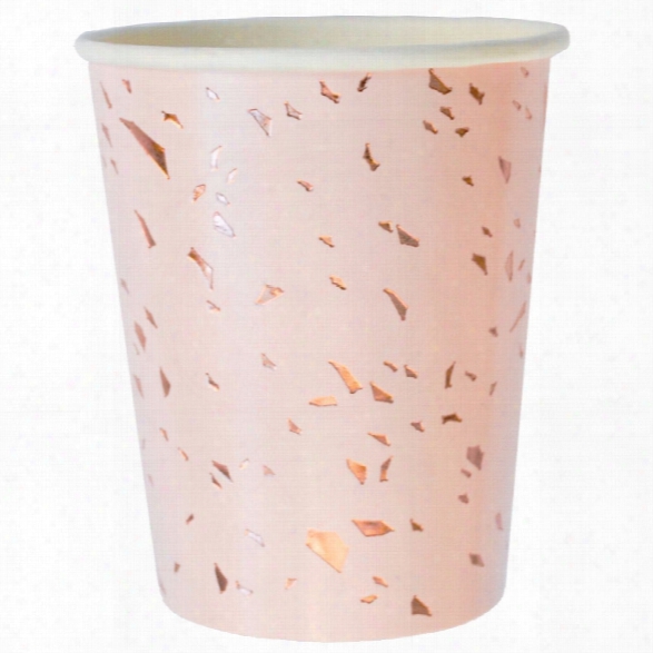 Set Of 8 Manhattan Rose Gold Confetti Paper Cups Design By Harlow & Grey