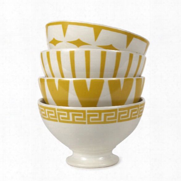 Set Of 8 Vintage Deco Au Lait Bowls In Yellow Design By Sir/madam