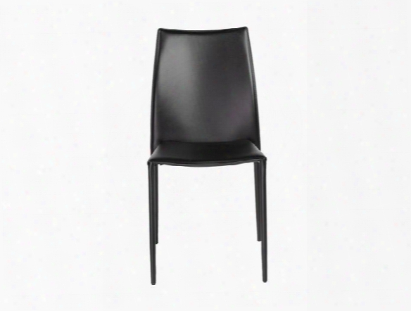 Set Of Four Dalia Side Chairs In Black Leather Design By Euro Style