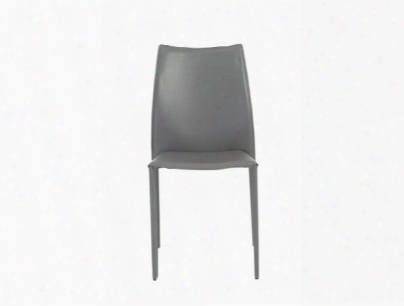 Set Of Four Dalia Side Chairs In Grey Leather Design By Euro Style