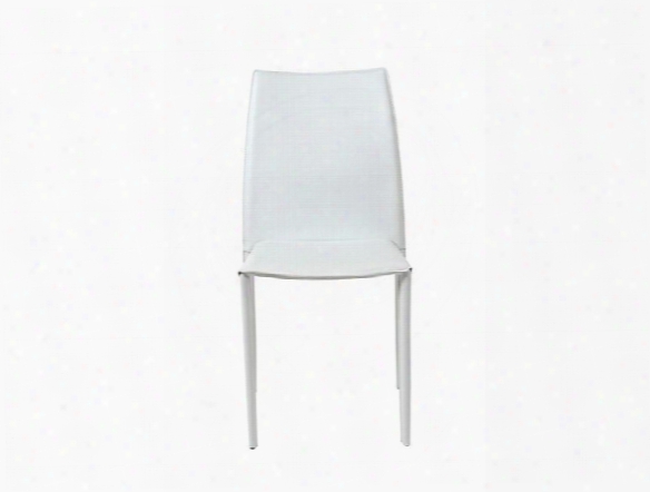 Set Of Four Dalia Side Chairs In White Leather Design By Euro Style