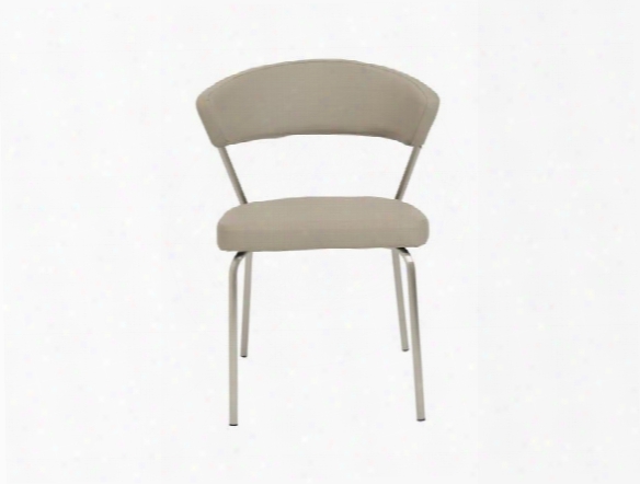 Set Of Four Draco Side Chairs In Taupe & Brushed Stainless Steel Design By Euro Style