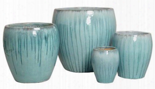 Set Of Four Pots In Turquoise Design By Emissary