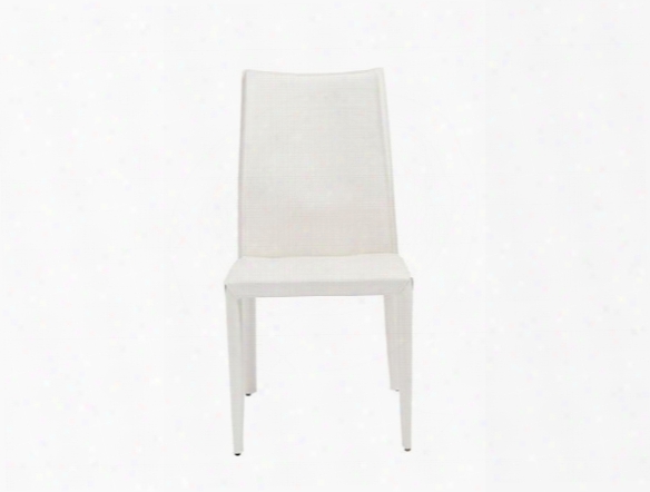 Set Of Two Dafney Side Chairs In White Leather Design By Euro Style