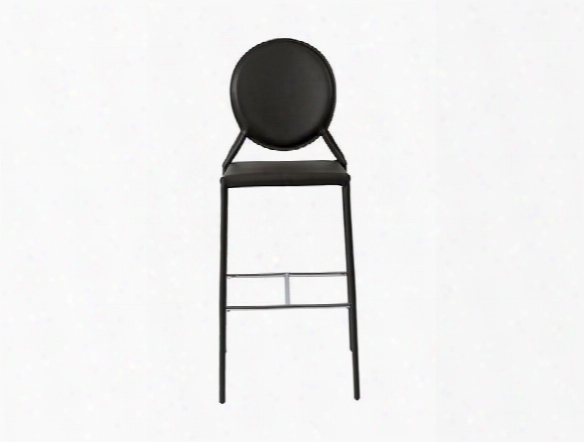 Set Of Two Isabella-b Bar Stools In Black Leather Design By Euro Style