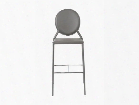 Set Of Two Isabella-b Bar Stools In Grey Leather Design By Euro Style