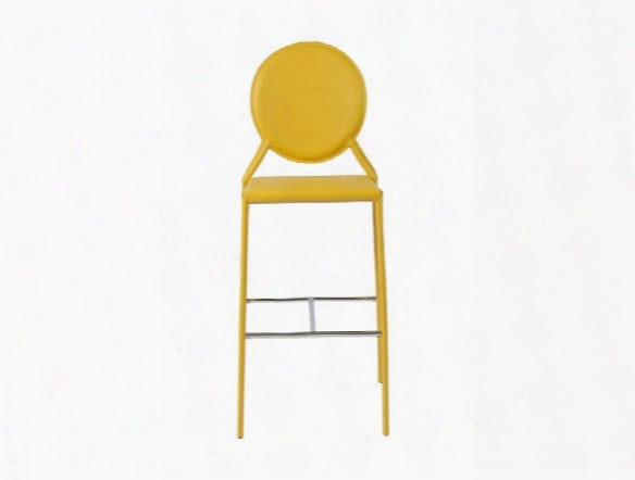 Set Of Two Isabella-b Bar Stools In Yellow Leather Design By Euro Style