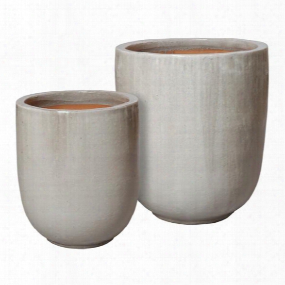 Set Of Two Large Round Pots In Grey Design By Emissary