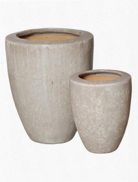 Set Of Two Planters With Rim In Grey Design By Emissary