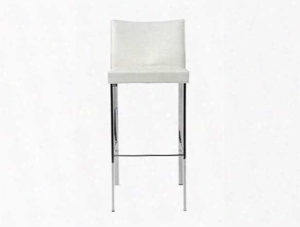 Set Of Two Riley-b Bar Stools In  White Leather Design By Euro Style