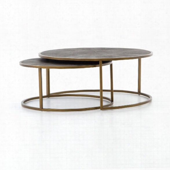 Shagreen Nesting Coffee Table In Antique Brass