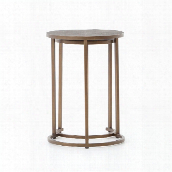 Shagreen Nesting Table In Antique Brass