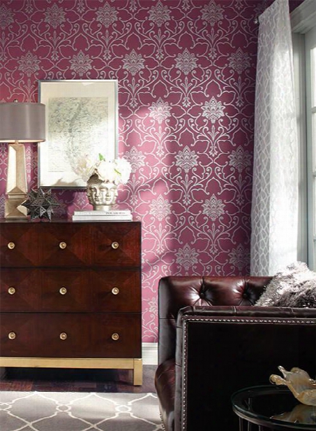 Sheffield Wallpaper In Purple And Silver By Ronald Redding For York Wallcoverings