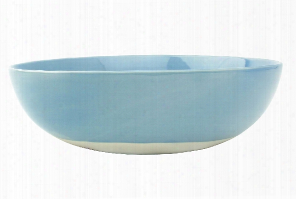 Shell Bisque Round Serving Bowl In Blue Design By Canvas