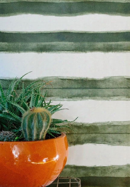 Shibori Stripe Wallpaper In Olive From The Shibori Collection By Milton & King