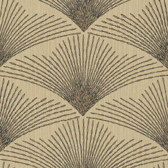 Shimmering Fan Wallpaper In Beige And Gold By Antonina Vella For York Wallcoverings