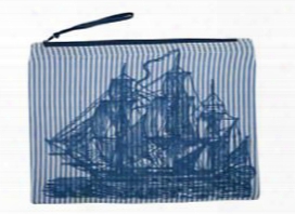 Ship Seersucker Pouch In Ink Design By Thomas Paul