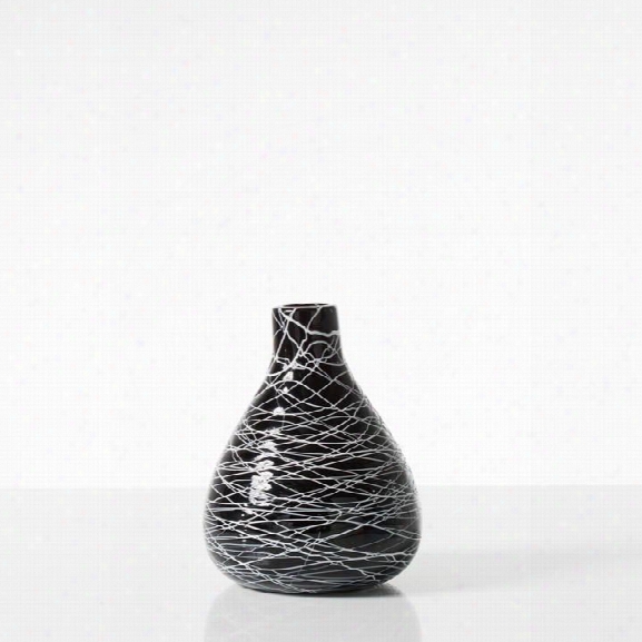 Short Fissure Glass Bulb Vase In Black Design By Torre & Tagus