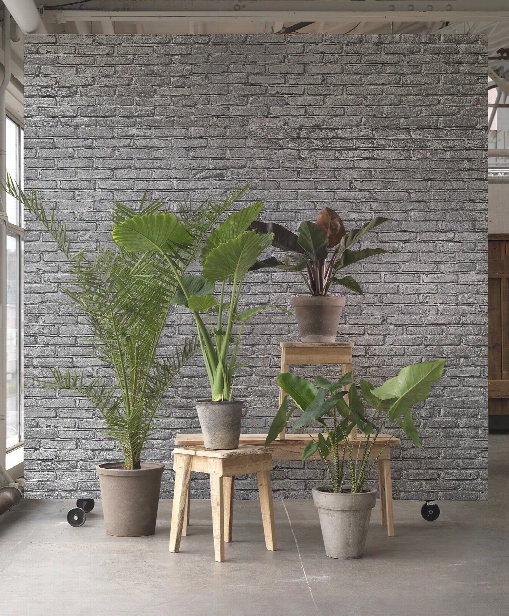 Silver Grey Brick Wallpaper Design By Piet Hein Eek For Nlxl Wallpaper