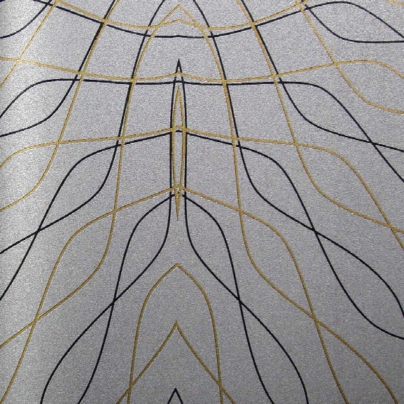 Silver With Black And Gold Lines Kr451 Wallpaper From The Globalove Collection By Karim Rashid