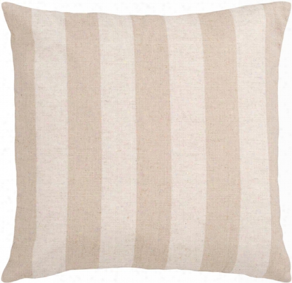 Simple Stripe 18" X 18" Linen Pillow In Khaki And Taupe Hue By Surya