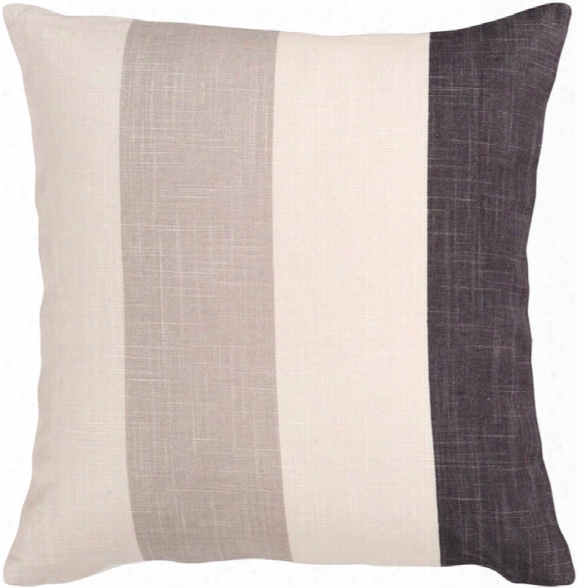 Simple Stripe 18" X 18" Viscose Pillow In Cream And Black Hue By Surya