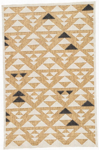 Sims Indoor/ Outdoor Geometric Beige & White Area Rug Design By Jaipur