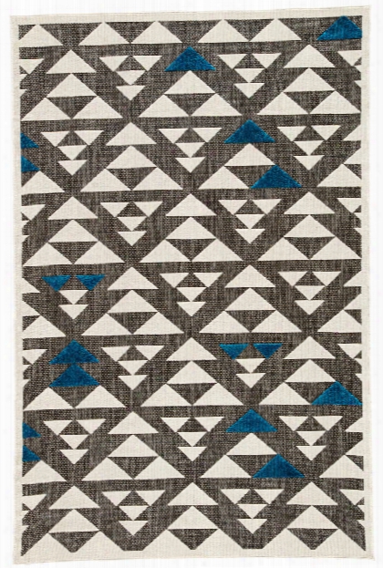 Sims Indoor/ Outdoor Geometric Gray & White Area Rug Design By Jaipur