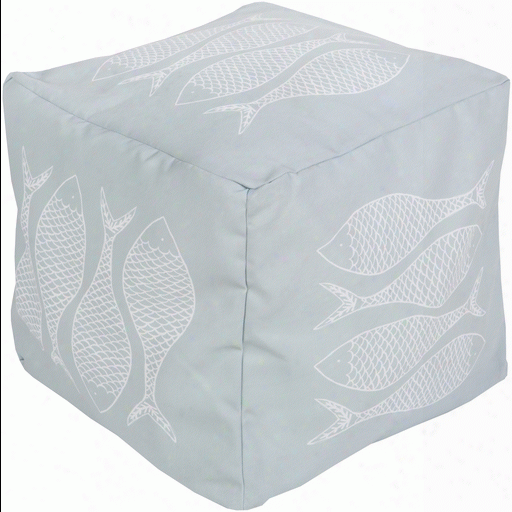 Sky Blue & Ivory Pouf Design By Surya