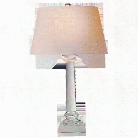 Slender Column Table Lamp In Crystal W/ Various Shades Design By E. F. Chapman