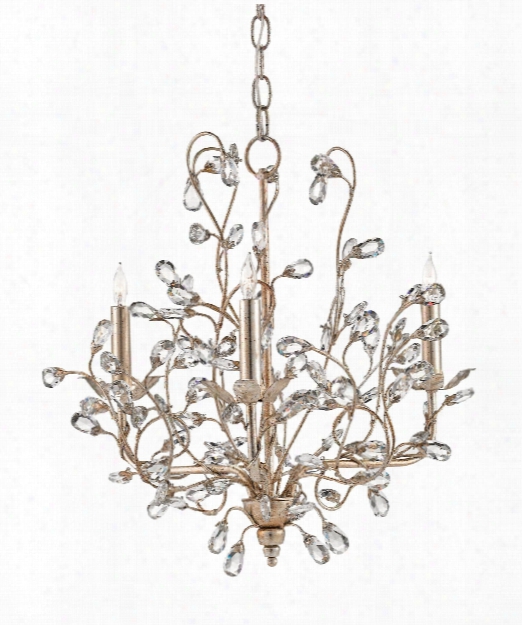 Small Crystal Bud Chandelier In Silver Granello Design By Currey & Company