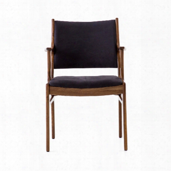 Bina Dining Arm Chair In Dark Blue Canvas