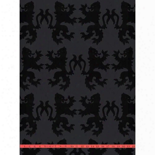 Black & Black Lions Velvet Flocked Wallpaper Design By Burke Decor