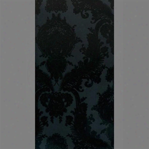 Black & Black Petite Heirloom Velvet Flocked Wallpaper Design By Burke Decor