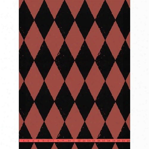 Black & Peanut Red Harlequin Velvet Flocked Wallpaper Design By Burke Decor