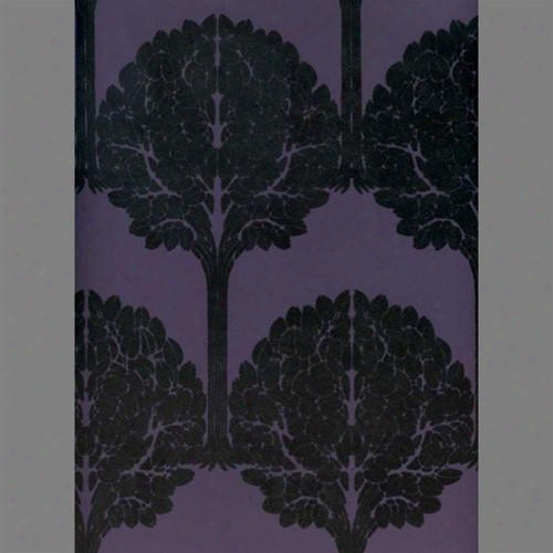 Black &amo; Purple Trees Velvet Flocked Wallpaper Design By Burke Decor