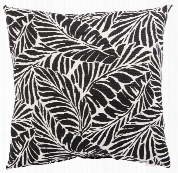 Black & White Floral Malkus Fresco Indoor/ Outdoor Throw Pillow Design By Jaipur