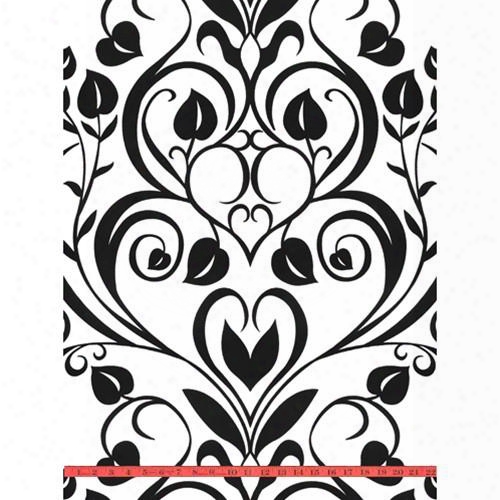 Black & White Heart Leaf Damask Velvet Flocked Wallpaper Design By Burke Decor