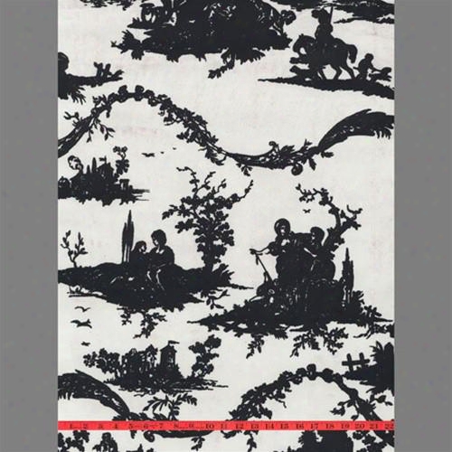 Black & White Romance Toile Velvet Flocked Wallpaper Design By Burke Decor