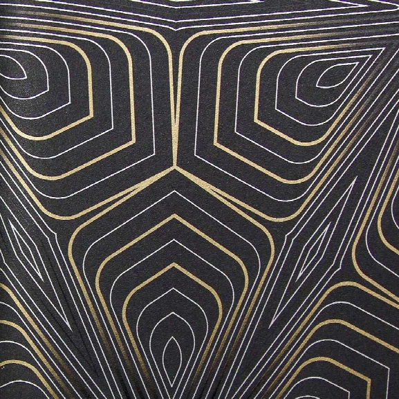 Black, Gold, And Silver Geometric Kr401 Wallpaper From The Globalove Collection By Karim Rashid