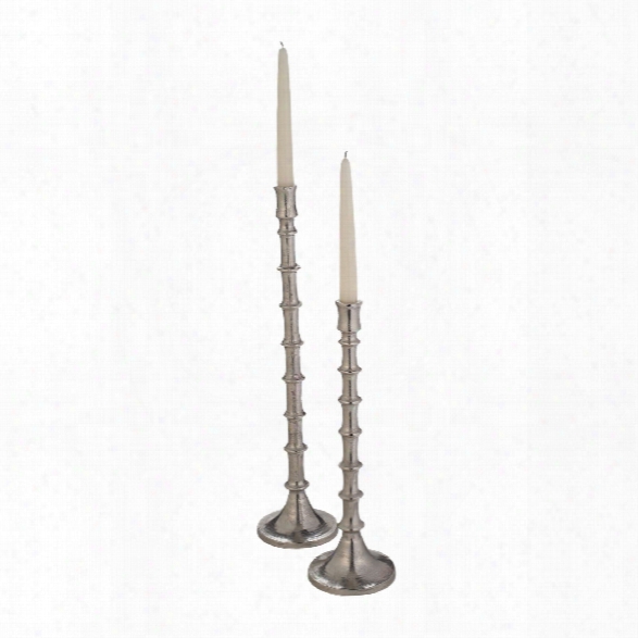 Small Silver Bamboo Candleholder Design By Lazy Susan