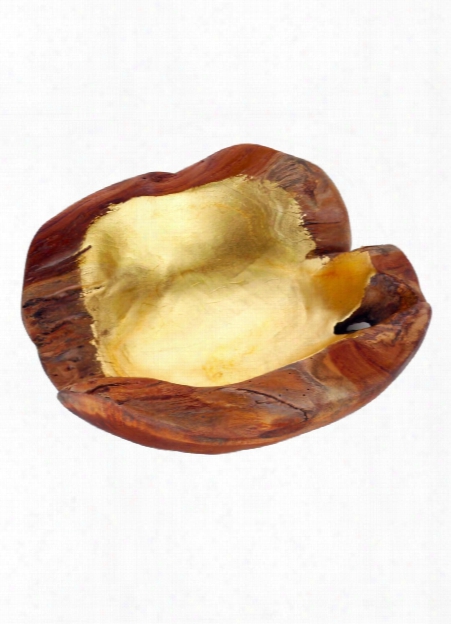 Small Teak Root Bowl In Gold Design By Selamat
