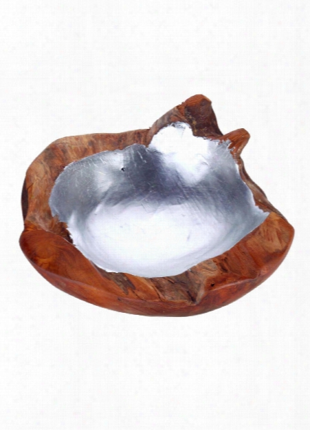 Small Teak Root Bowl In Silver Design By Selamat